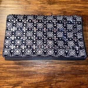 Black and White Beaded Clutch